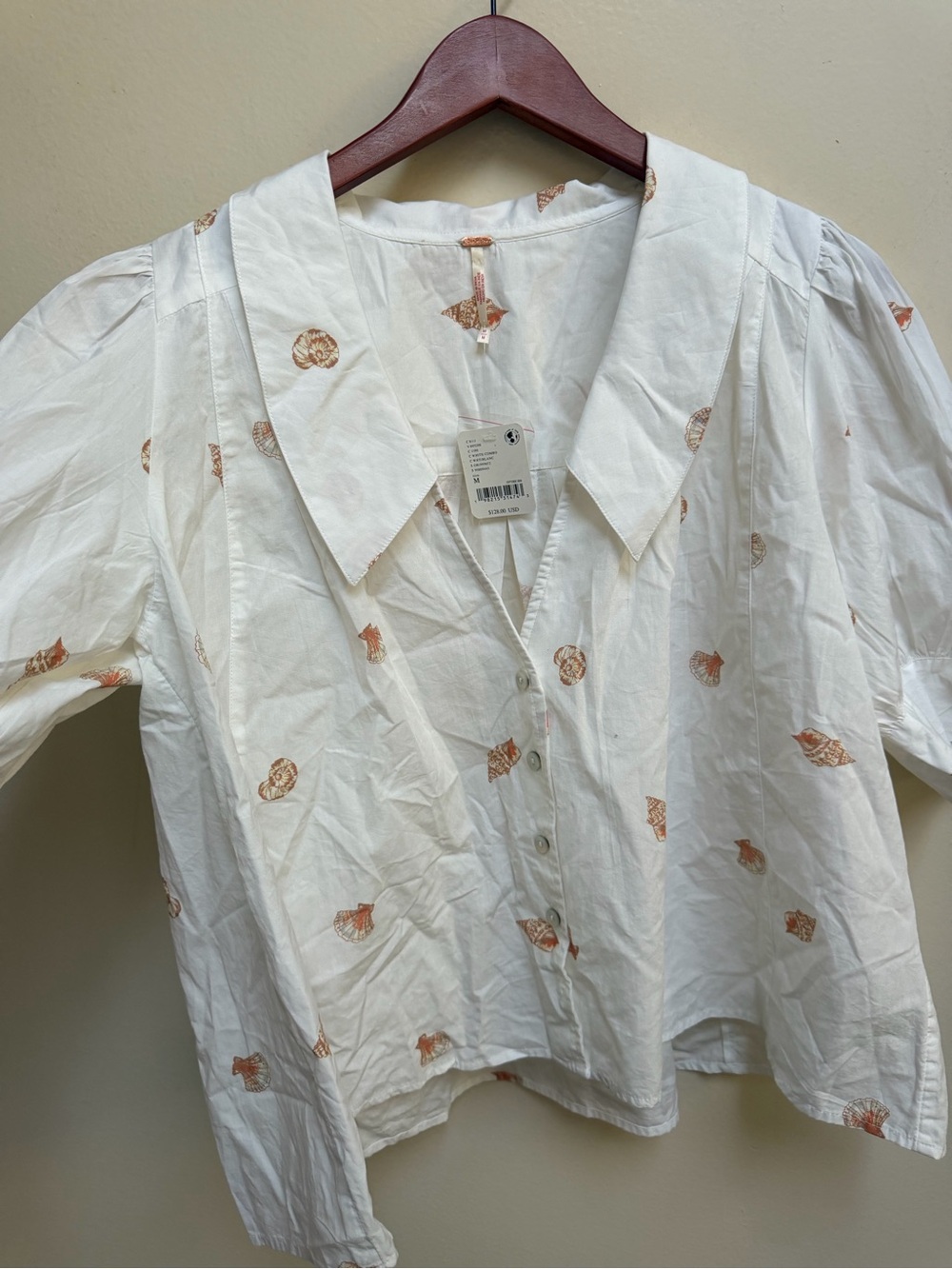 NWT Free People -Front Blouse with Shell Motif - Picture 4 of 7